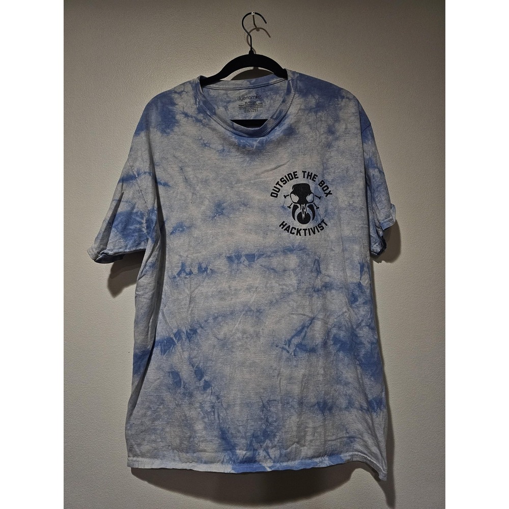 Hacktivist Outside The Box Shirt Mens XL Blue Tie Dye Band‎ Graphic Tee T-Shirt